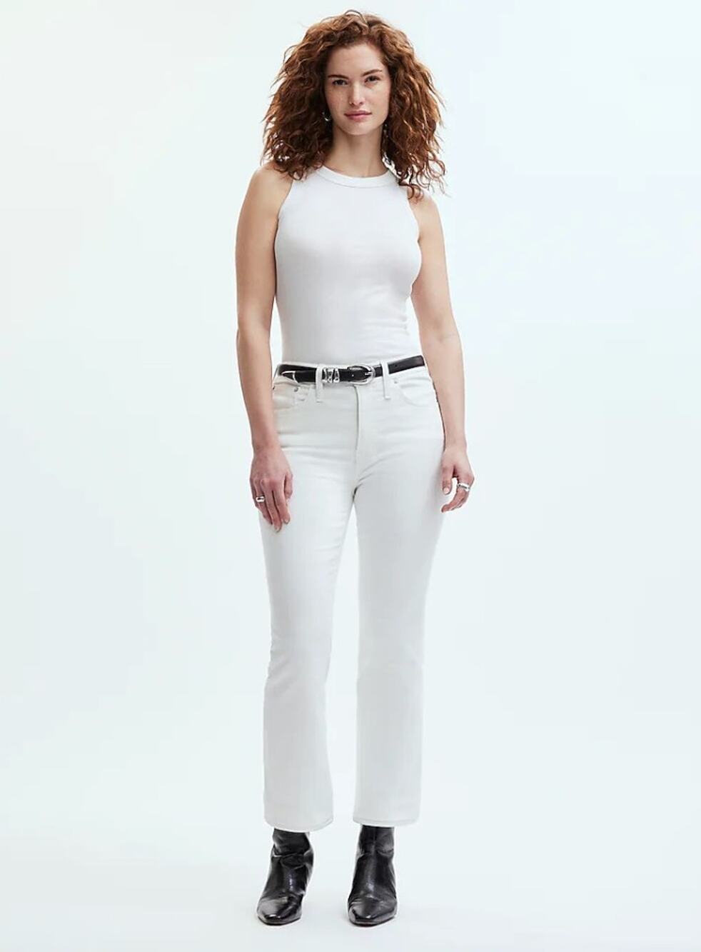 Madewell Petite Curvy Kick Out Crop Jeans in Pure White Stretch P33